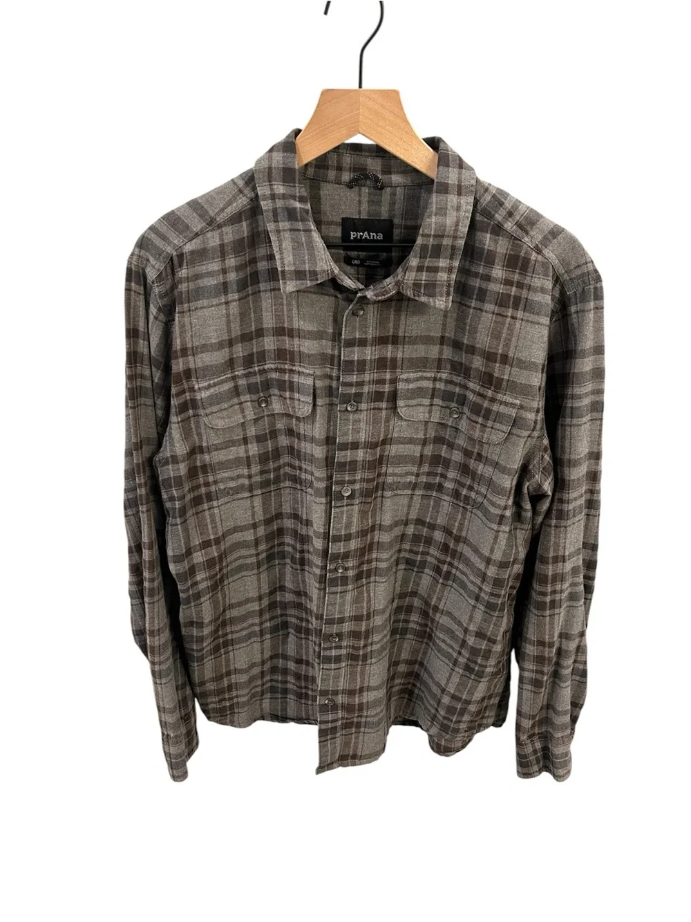 prAna Men's Plaid Flannel Button-Down Shirt – Size Large
